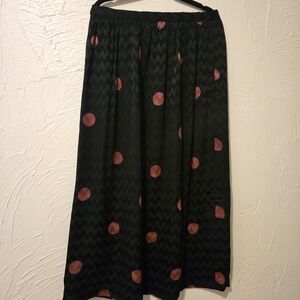 Chic Black and Pink Polka Dot A-Line Skirt